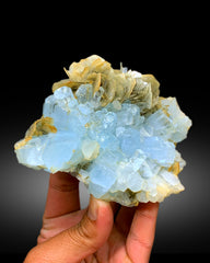 Sky Blue Aquamarine Cluster with Muscovite Mica, Aquamarine Specimen, Raw Mineral, Aquamarine from Chumar Bakhoor Gilgit Pakistan - 474 gram