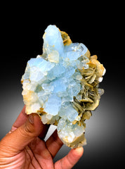 Sky Blue Aquamarine Cluster with Muscovite Mica, Aquamarine Specimen, Raw Mineral, Aquamarine from Chumar Bakhoor Gilgit Pakistan - 474 gram