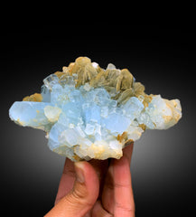 Sky Blue Aquamarine Cluster with Muscovite Mica, Aquamarine Specimen, Raw Mineral, Aquamarine from Chumar Bakhoor Gilgit Pakistan - 474 gram