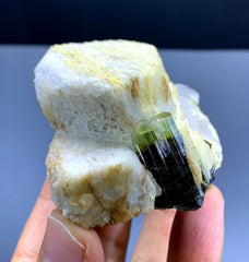 Bicolor Tourmaline on Feldspar from Pakistan - 129 gram