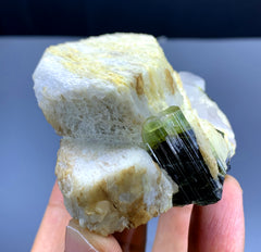 Bicolor Tourmaline on Feldspar from Pakistan - 129 gram