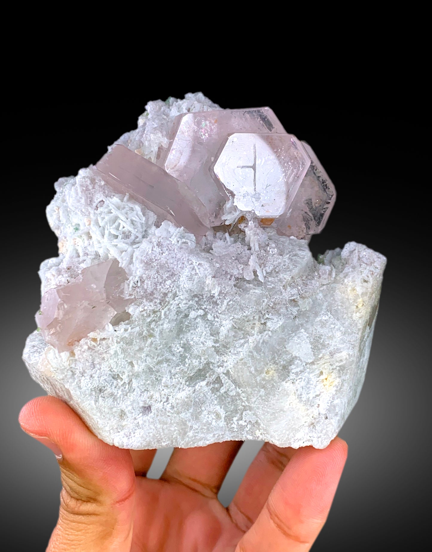Natural Pink Color Morganite Crystals with Green Tourmalines and Cleavelandite Albite, Morganite Specimen from Afghanistan - 665 gram
