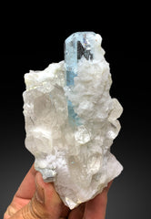 Aquamarine Crystal with Topaz, Albite and Quartz Specimen, Blue Aquamarine, Aquamarine Specimen From Skardu Pakistan 337 Gram