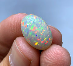 Full Fire Opal Cabochon, Ethiopian Earth Mined Welo Opal Cabochon, Natural Opal Ring, Opal Gemstone, Jewelry Making - 7.35 CT