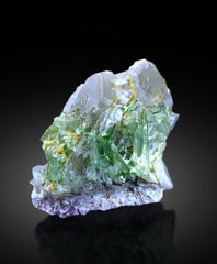 Lush Green Tourmaline Crystals on Quartz from Afghanistan - 650 gram