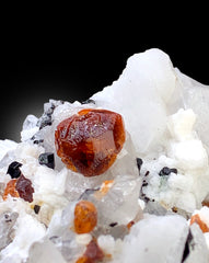 Orange Color Spessartite Garnet Crystals with Quartz, Schorl and Feldspar, Garnet Specimen, Garnet from Skardu Pakistan - 527 gram