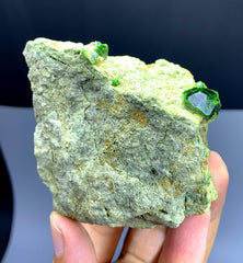 Lush Green Demantoid Garnet Crystals on Matrix - 250 gram