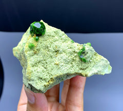Lush Green Demantoid Garnet Crystals on Matrix - 250 gram