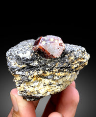 Natural Red Color Zircon Crystal on Matrix from Skardu Pakistan - 249 gram