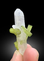Lush Green Color Tourmaline Crystals on Quartz from Chapu Mine Skardu Pakistan - 12 gram