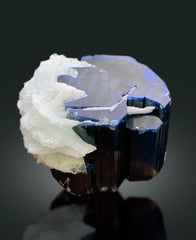 Natural Blue Cap Tourmaline Crystal with Cleavelandite Albite from Paprok Afghanistan - 425 gram