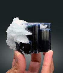 Natural Blue Cap Tourmaline Crystal with Cleavelandite Albite from Paprok Afghanistan - 425 gram