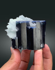 Natural Blue Cap Tourmaline Crystal with Cleavelandite Albite from Paprok Afghanistan - 425 gram