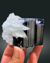 Natural Blue Cap Tourmaline Crystal with Cleavelandite Albite from Paprok Afghanistan - 425 gram
