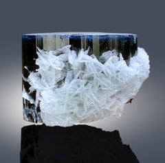 Natural Blue Cap Tourmaline with Cleavelandite Albite, Tourmaline Crystal, Paprok Tourmaline, Tourmaline Specimen - 602 gram