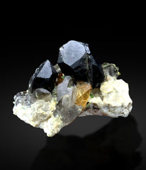 Natural Topaz with Quartz and Green Tourmalines on Matrix from Pakistan - 474 gram