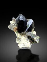 Natural Topaz with Quartz and Green Tourmalines on Matrix from Pakistan - 474 gram