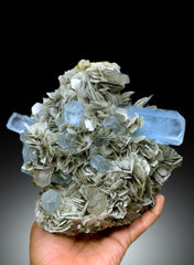 Museum Grade Sky Blue Aquamarine Crystals with Fluorite and Muscovite from Nagar valley Hunza, Gilgit Baltistan - 3820 gram