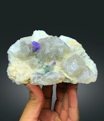 Natural Purple Color Apatite Crystals with Quartz and Albite, Apatite Specimen, Raw Mineral, Apatite from Afghanistan - 773 gram