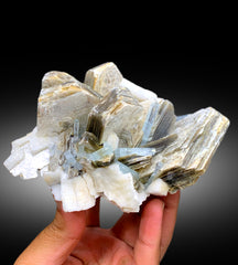 Natural Sky Blue Aquamarine Crystals with Muscovite Mica and Feldspar, Aquamarine Specimen, Shigar Aquamarine - 530 gram