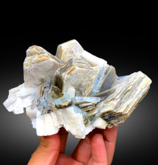 Natural Sky Blue Aquamarine Crystals with Muscovite Mica and Feldspar, Aquamarine Specimen, Shigar Aquamarine - 530 gram