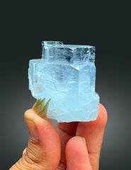 Step Wise Transparent Sky Blue Aquamarine Crystals with Mica, Aquamarine Specimen, Aquamarine from Nagar Mine Skardu Pakistan - 112 gram