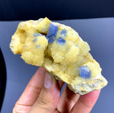 Blue Celestine Crystals on Yellow Calcite from Afghanistan - 279 gram