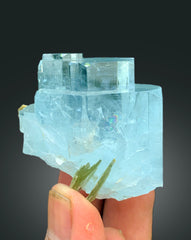 Step Wise Transparent Sky Blue Aquamarine Crystals with Mica, Aquamarine Specimen, Aquamarine from Nagar Mine Skardu Pakistan - 112 gram