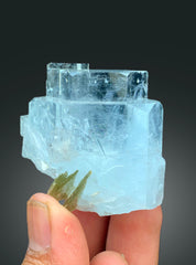 Step Wise Transparent Sky Blue Aquamarine Crystals with Mica, Aquamarine Specimen, Aquamarine from Nagar Mine Skardu Pakistan - 112 gram