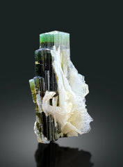 Natural Green Cap Tourmaline with Cleavelandite Albite, Tourmaline Crystal, Tourmaline from Astak Nala Mine Skardu Pakistan - 15 gram