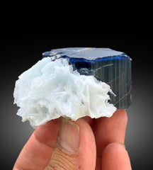 Natural Blue Cap Tourmaline Crystal with Cleavelandite Albite, Paprok Tourmaline, Raw Mineral, Tourmaline Specimen - 178 gram