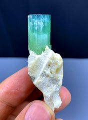 Bluish Green Tourmaline Crystal on Matrix from Afghanistan - 20 gram