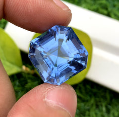Asscher Cut Deep Blue Santa Maria Color Aquamarine Gemstone, Loose Gemstone, Aquamarine Faceted Cut Stone - 20.44 carat