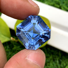 Asscher Cut Deep Blue Santa Maria Color Aquamarine Gemstone, Loose Gemstone, Aquamarine Faceted Cut Stone - 20.44 carat