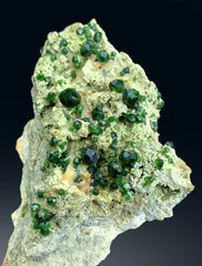 Lush Green Demantoid Garnet Cluster on Matrix - 145 gram