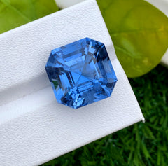 Asscher Cut Deep Blue Santa Maria Color Aquamarine Gemstone, Loose Gemstone, Aquamarine Faceted Cut Stone - 20.44 carat