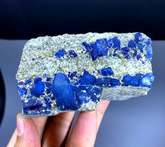 Rare Blue Afghanite with Pyrite on Matri from Afghanistan - 334 gram