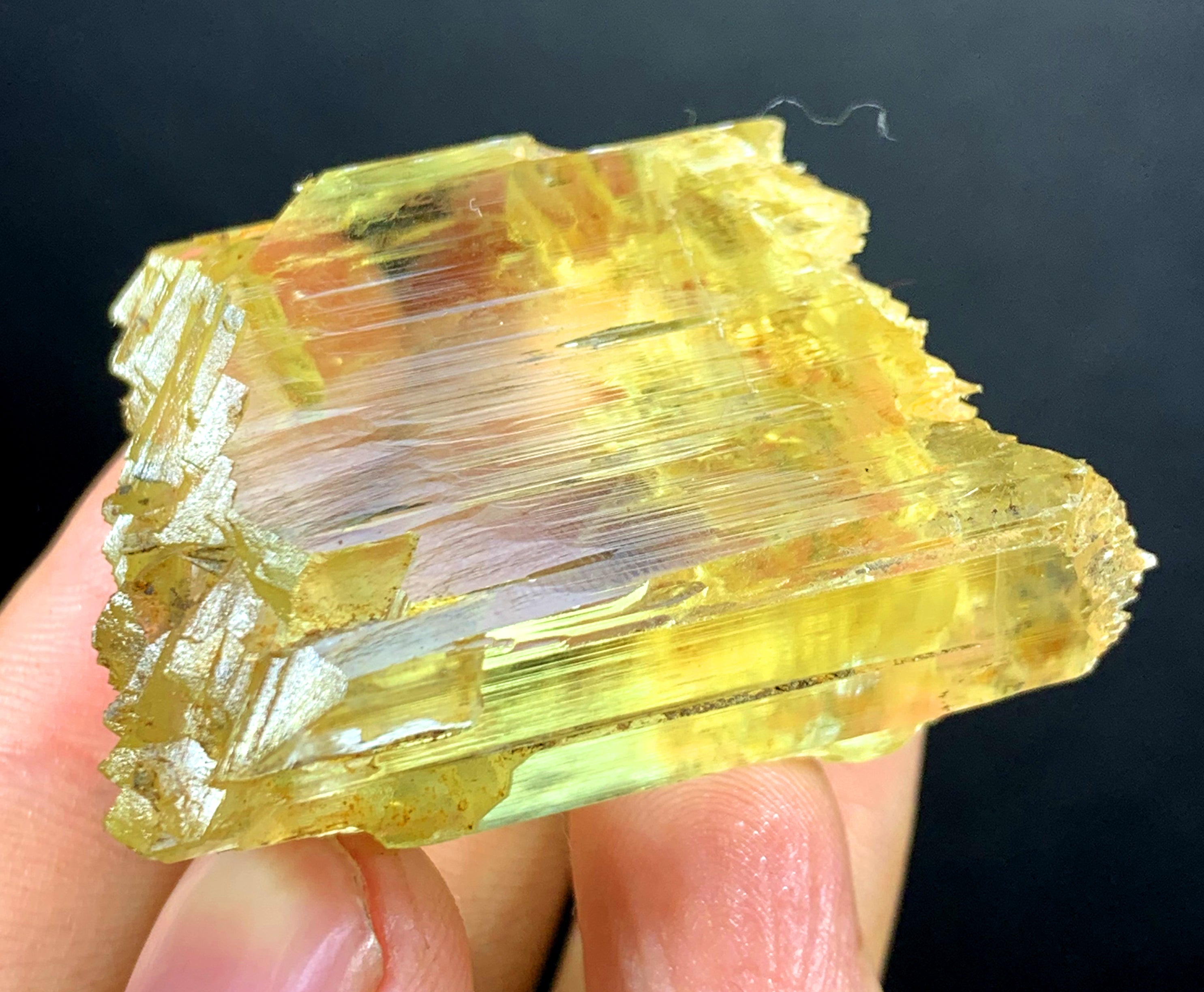 Transparent Yellow Color Triphane Kunzite Crystal, Etched Kunzite, Raw Mineral, Kunzite Crystal from Afghanistan - 57 gram