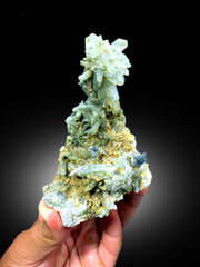 Rare Anatase Crystals on Chlorine Quartz, Quartz Cluster, Raw Mineral, Anatase Specimen from Baluchistan Pakistan - 208 gram