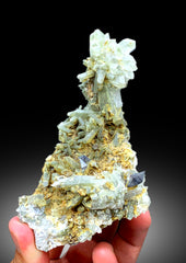 Rare Anatase Crystals on Chlorine Quartz, Quartz Cluster, Raw Mineral, Anatase Specimen from Baluchistan Pakistan - 208 gram