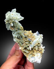 Rare Anatase Crystals on Chlorine Quartz, Quartz Cluster, Raw Mineral, Anatase Specimen from Baluchistan Pakistan - 208 gram