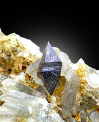 Rare Anatase Crystals on Chlorine Quartz, Quartz Cluster, Raw Mineral, Anatase Specimen from Baluchistan Pakistan - 208 gram