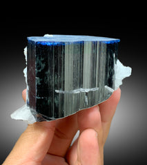 Natural Blue Cap Tourmaline with Cleavelandite Albite, Tourmaline Crystal, Paprok Tourmaline, Tourmaline Specimen - 459 gram