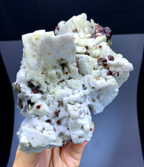 Red Spessartine Garnet with Aquamarines on Feldspar from Pakistan - 998 gram