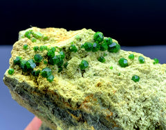 Lush Green Demantoid Garnet Crystals Cluster on Matrix, Garnet Specimen - 150 gram