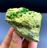 Lush Green Demantoid Garnet Crystals Cluster on Matrix, Garnet Specimen - 150 gram