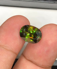 Full Fire Titanite Sphene Green Gemstone, Loose Gemstone, Sphene Faceted Cut Stone for Ring Making - 4.20 carats