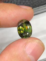 Full Fire Titanite Sphene Green Gemstone, Loose Gemstone, Sphene Faceted Cut Stone for Ring Making - 4.20 carats