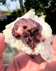 Blue Aquamarine with Spessartine Garnet, Quartz and Albite from Shigar valley Pakistan - 186 grams