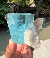 Top Grade Gemmy Aquamarine on Albite and Quartz from Shigar valley Pakistan - 317 gram